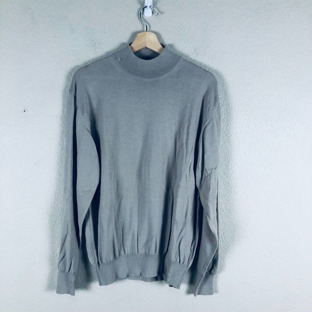 Marconi Sweater Light Gray Wool Blend 90s High Neck Pullover Casual Mens X Large